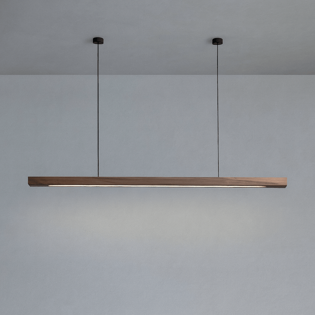 36-Inch Wood Beam Pendant Light, Modern Linear Ceiling Fixture