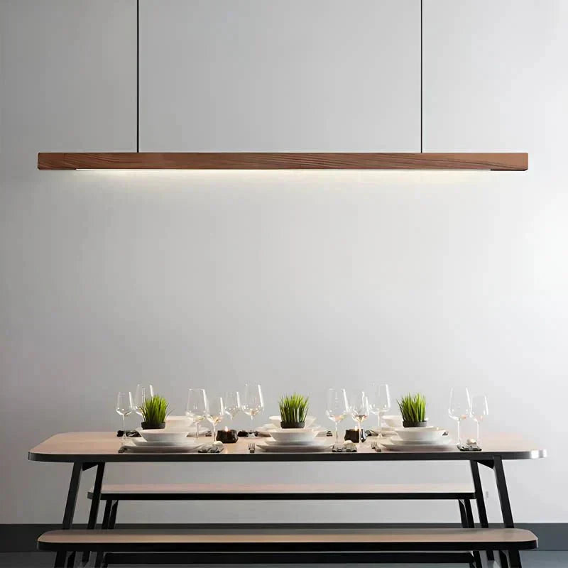 36-Inch Wood Beam Pendant Light, Modern Linear Ceiling Fixture