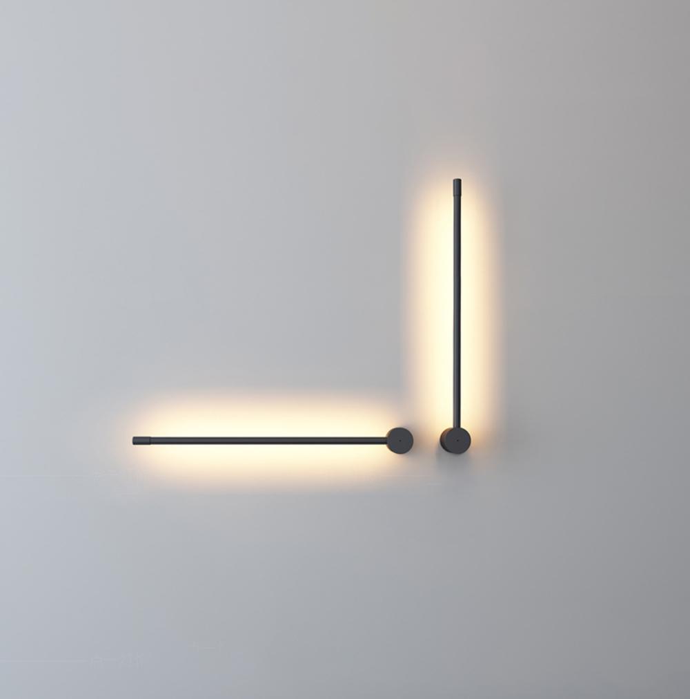 Linear LED wall light glowing soft warm light in a hallway