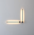 Linear LED wall light glowing soft warm light in a hallway