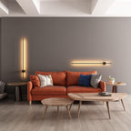 Linear LED ceiling light glowing soft warm light from above
