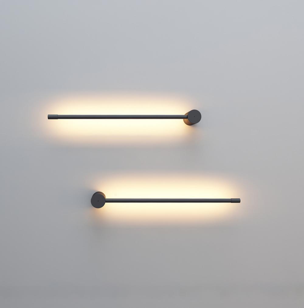 Slim LED tube light mounted on the ceiling casting soft glow