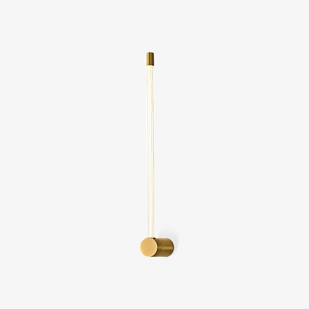 Slim LED tube wall sconce marking a gallery wall softly