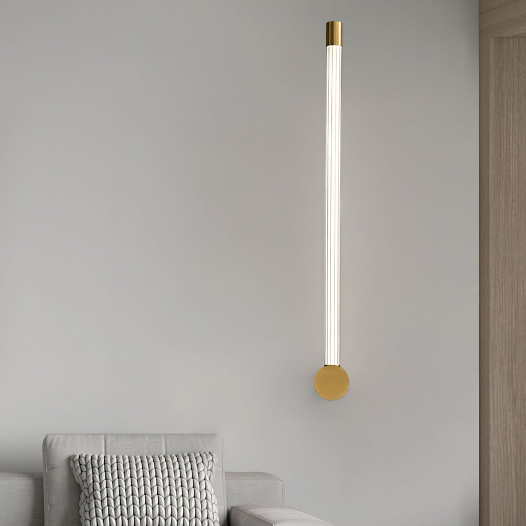Copper linear LED wall sconce with a warm lived-in glow