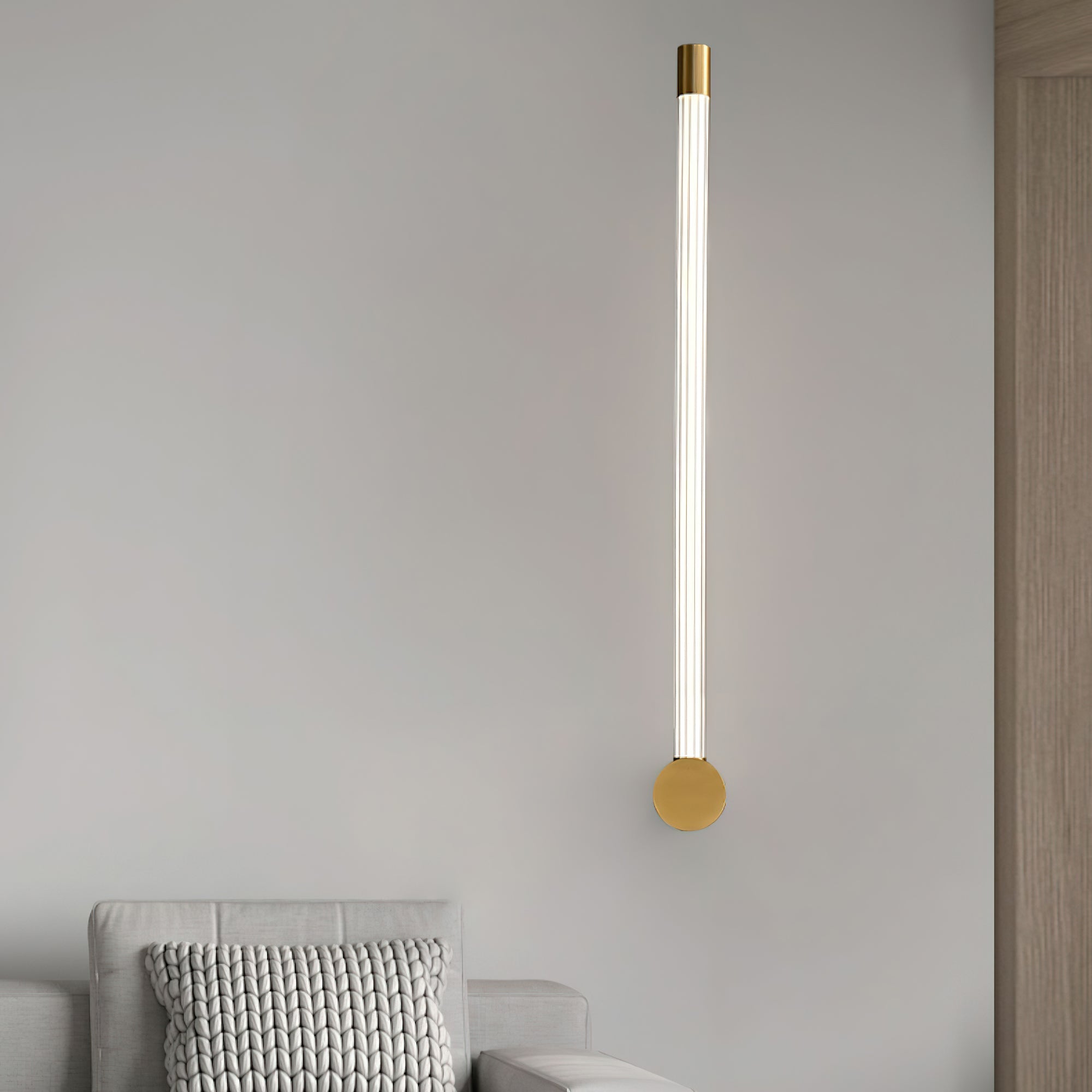 Copper linear LED wall sconce with a warm lived-in glow