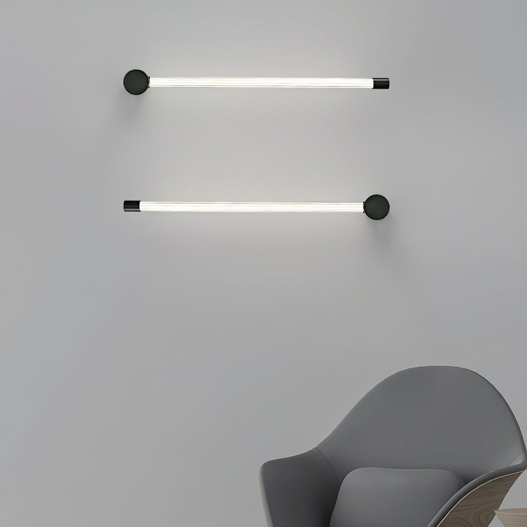 Copper vertical wall sconce with clear acrylic LED tube