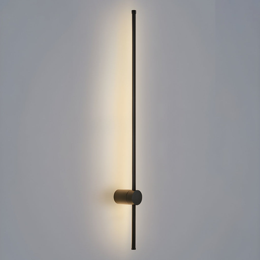 Ultra-slim LED tube light mounted vertically on a wall