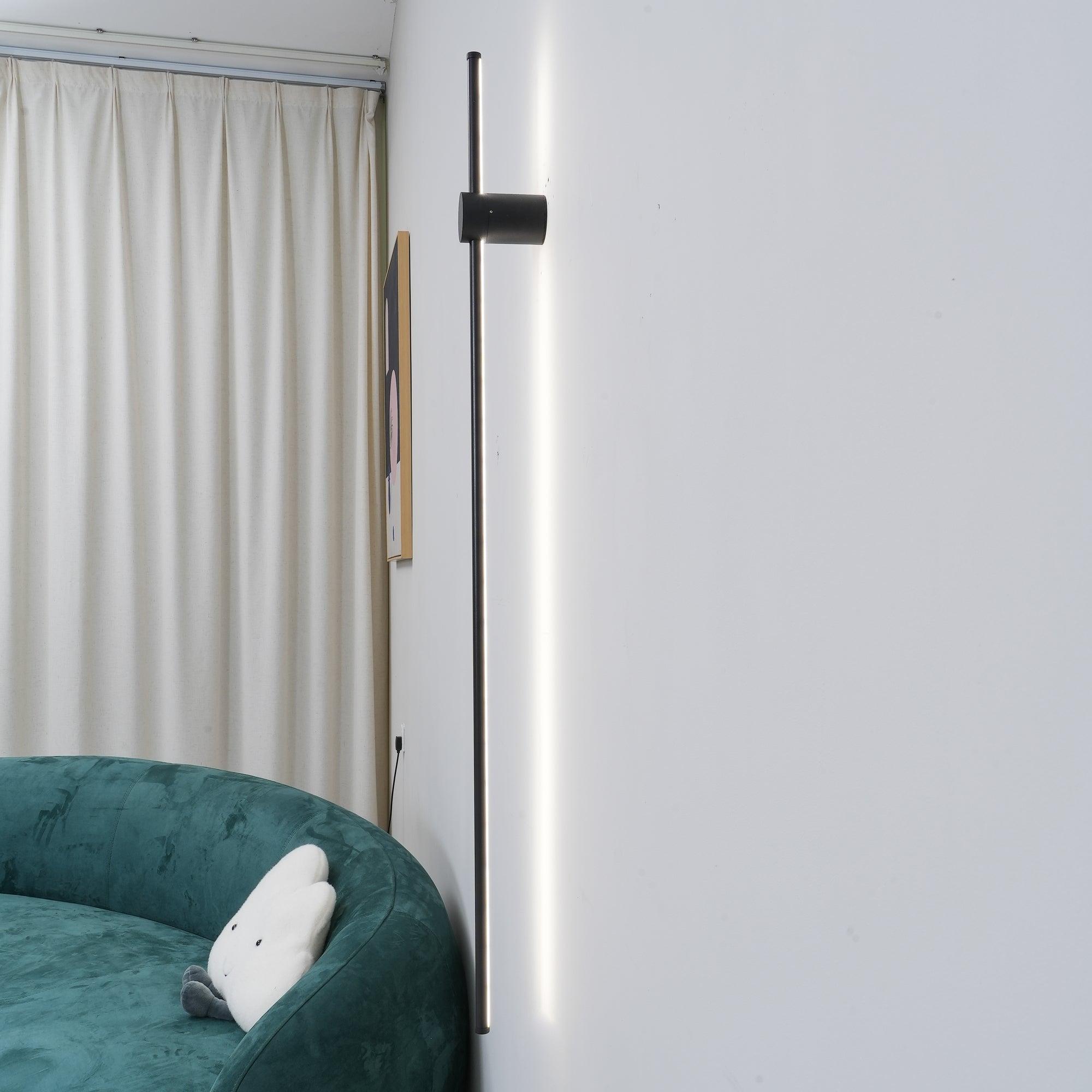 Linear LED wall light glowing soft even light on a wall