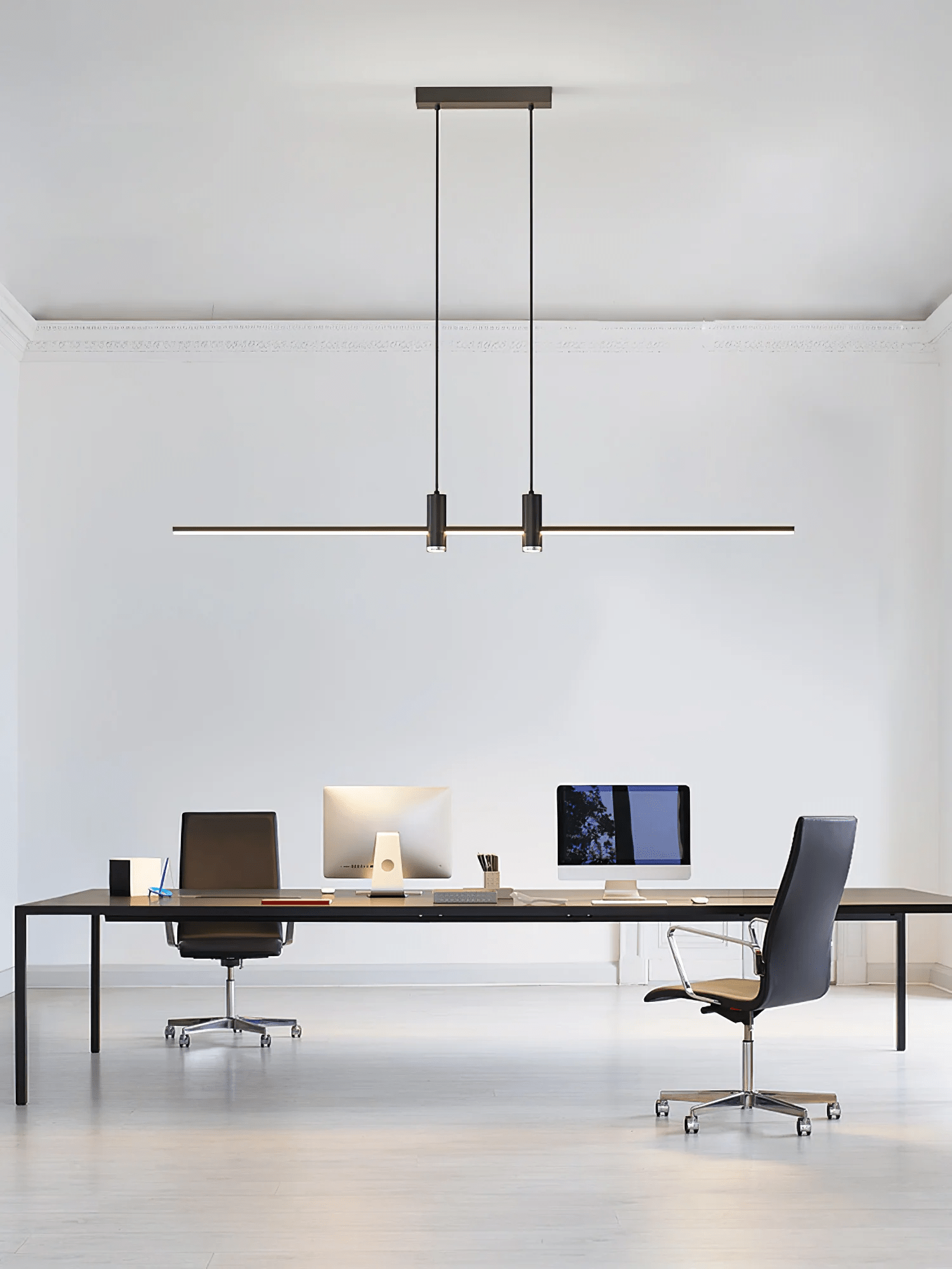 Linear bar pendant light shown on a clean studio background