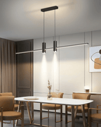Linear bar pendant light glowing in a contemporary interior