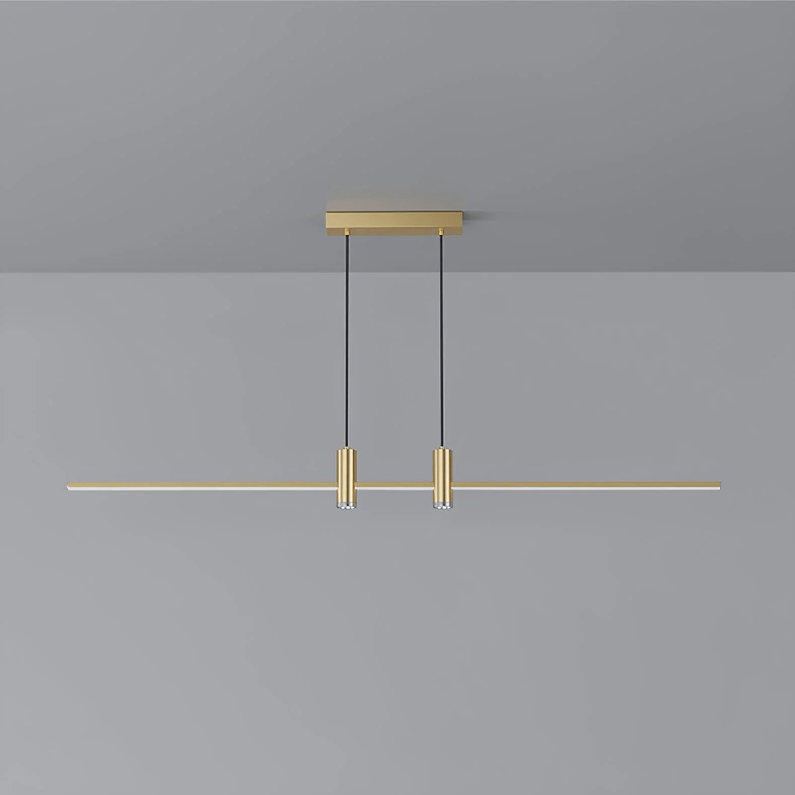 Linear bar pendant light with even integrated LED glow