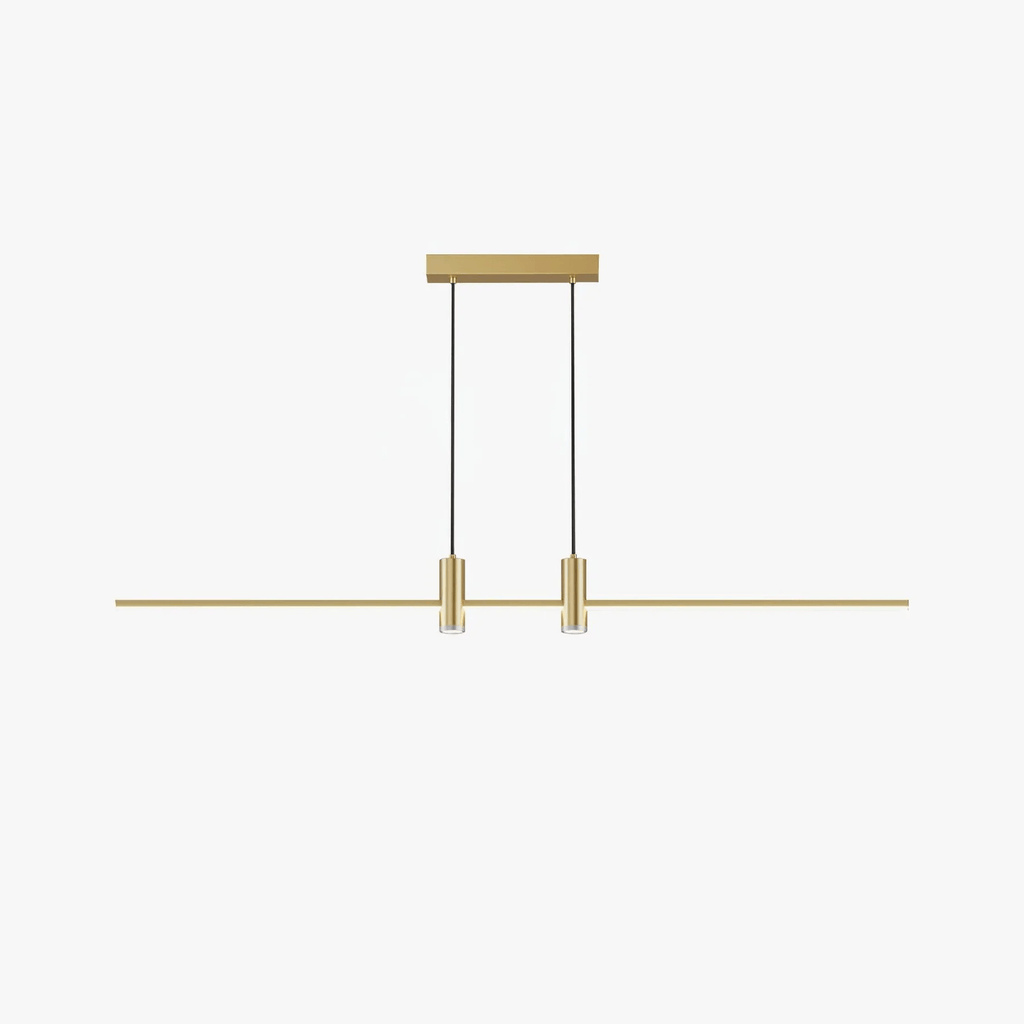 Linear bar pendant light shown lit on a neutral background