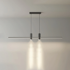Linear bar pendant light slim metal body viewed from the side