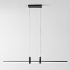 Linear bar pendant light suspended over a counter surface