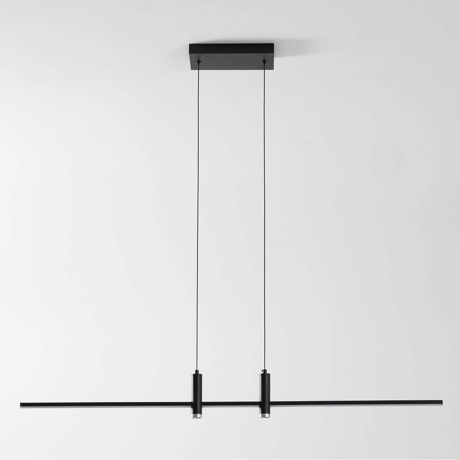 Linear bar pendant light angled detail of the metal frame