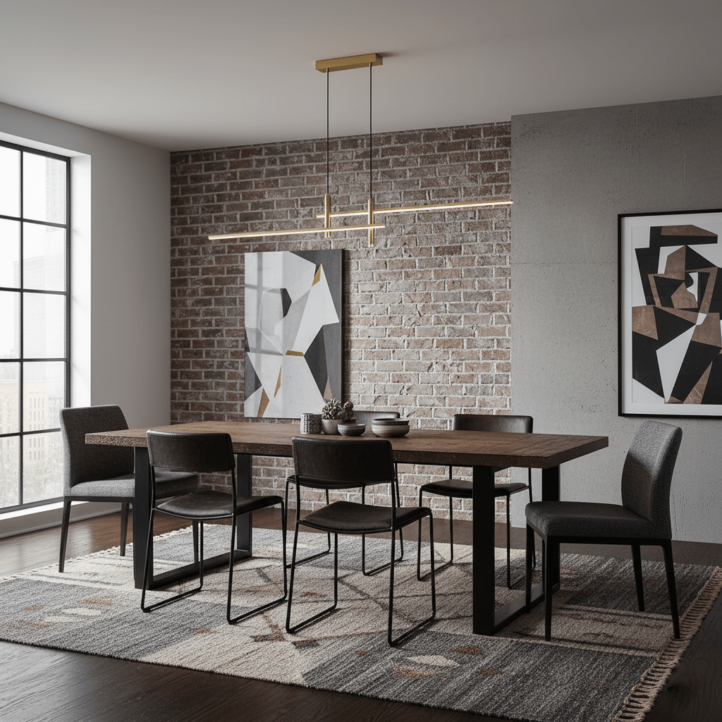 Linear pendant light product view on a studio backdrop