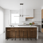 Linear pendant light shown lit on a neutral studio background