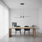 Slim linear pendant light fixture viewed from the side