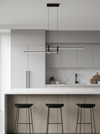 Linear pendant light angled view showing horizontal form