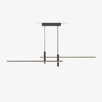 Linear LED pendant light with clean horizontal lines in a room