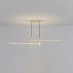 Linear island pendant light casting a soft even glow above a table