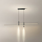 Horizontal linear pendant light with slim white diffuser shade