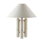 Clérachic table lamp on a plain white background, grey veining visible across its three marble columns.