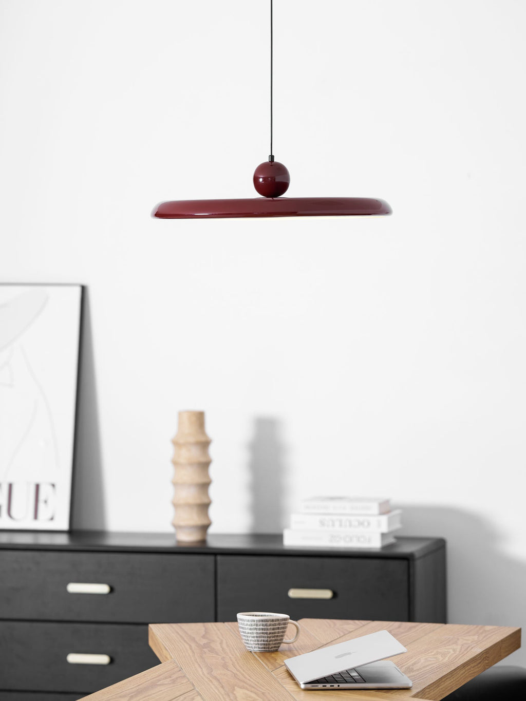 Lola Pendant Light, Round Disc, White Shade, Integrated LED, Dimmable