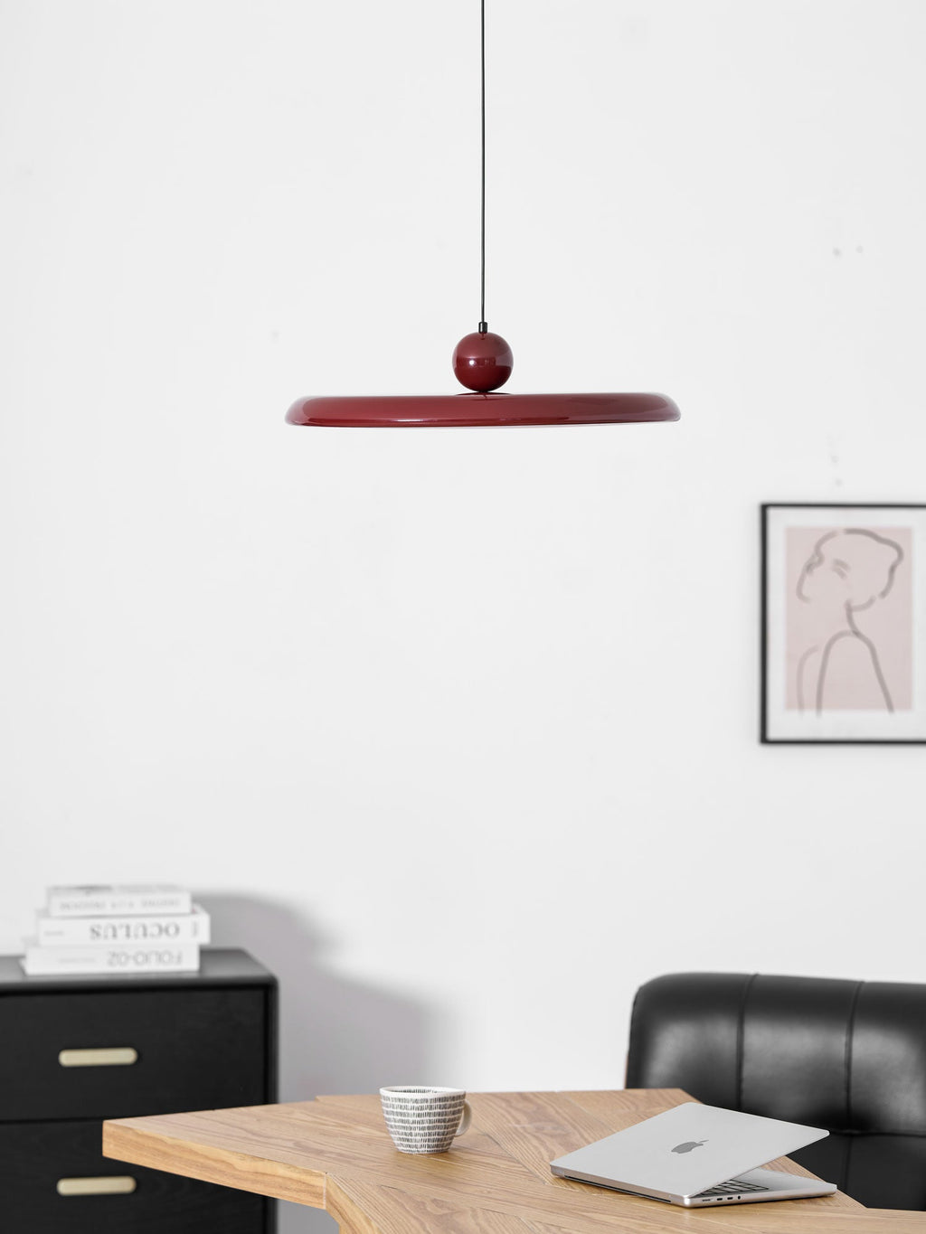 Lola Pendant Light, Round Disc, White Shade, Integrated LED, Dimmable