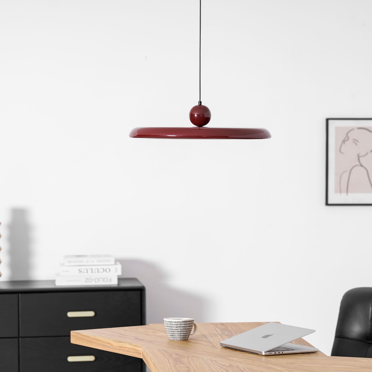 Lola Pendant Light, Round Disc, White Shade, Integrated LED, Dimmable
