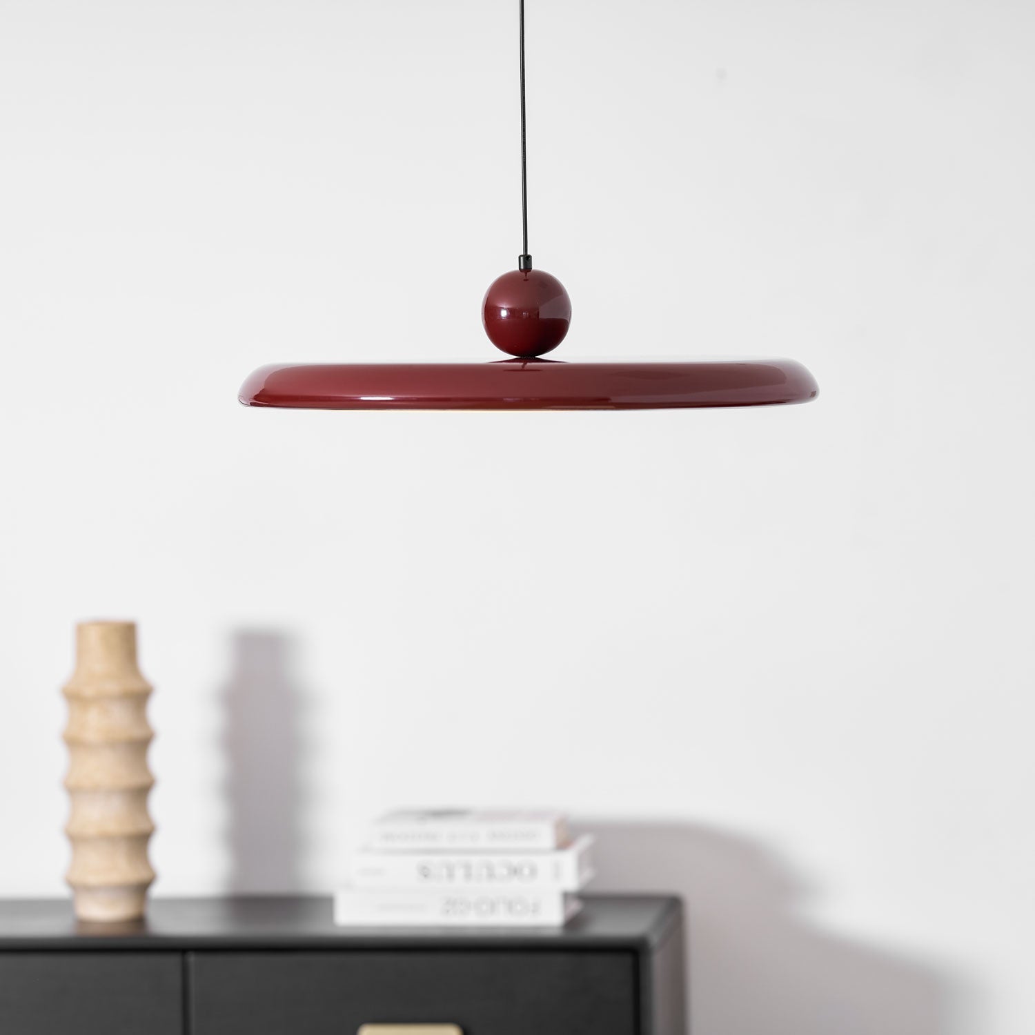 Lola Pendant Light, Round Disc, White Shade, Integrated LED, Dimmable