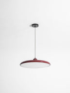 Round disc pendant light angled detail of the disc shade