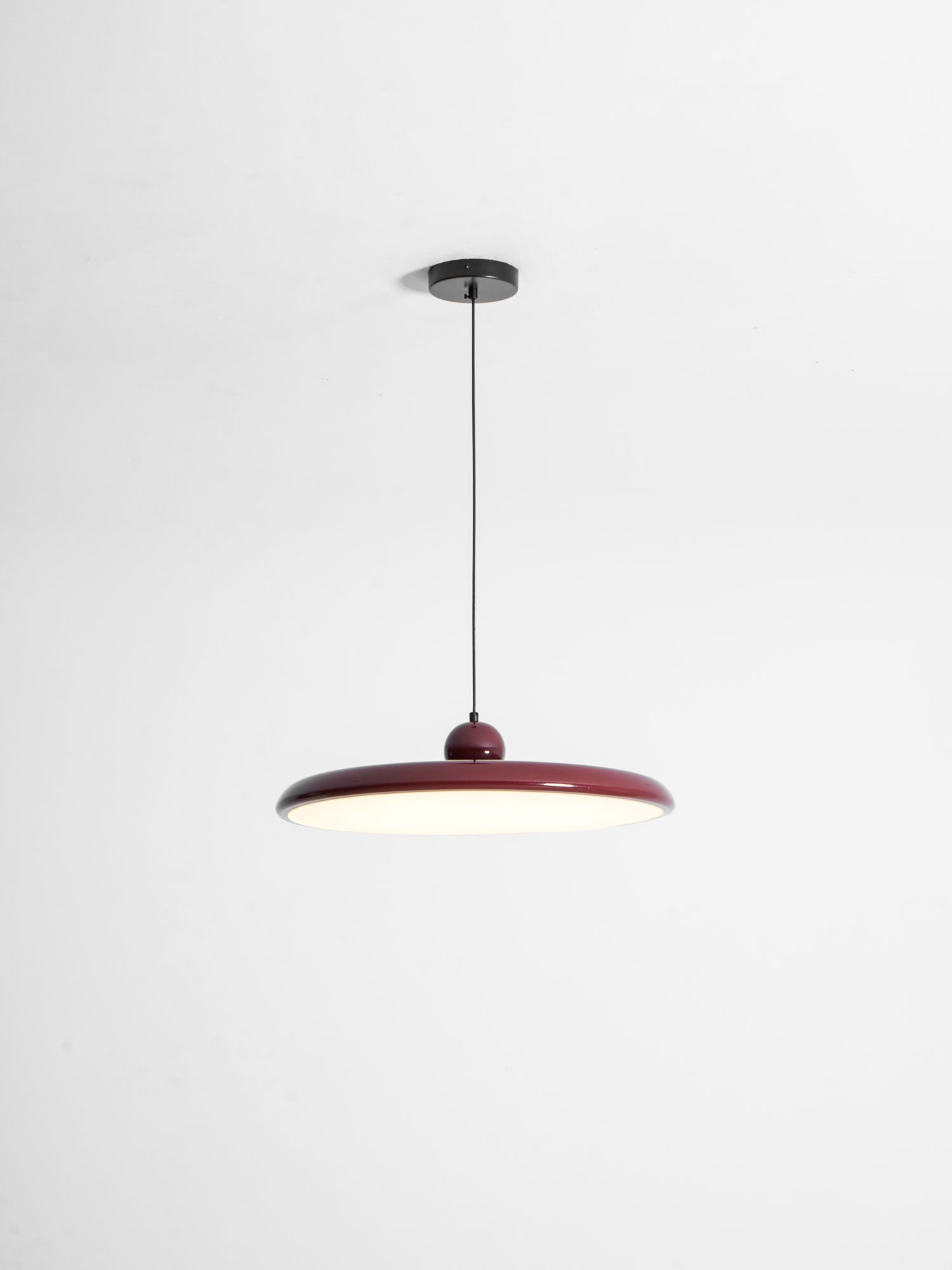 Lola Pendant Light, Round Disc, White Shade, Integrated LED, Dimmable