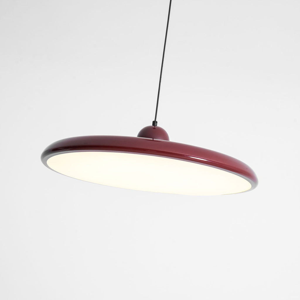 Lola Pendant Light, Round Disc, White Shade, Integrated LED, Dimmable