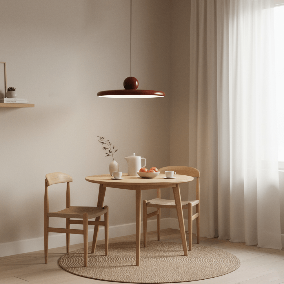 Disc pendant light shown hanging at full cord length