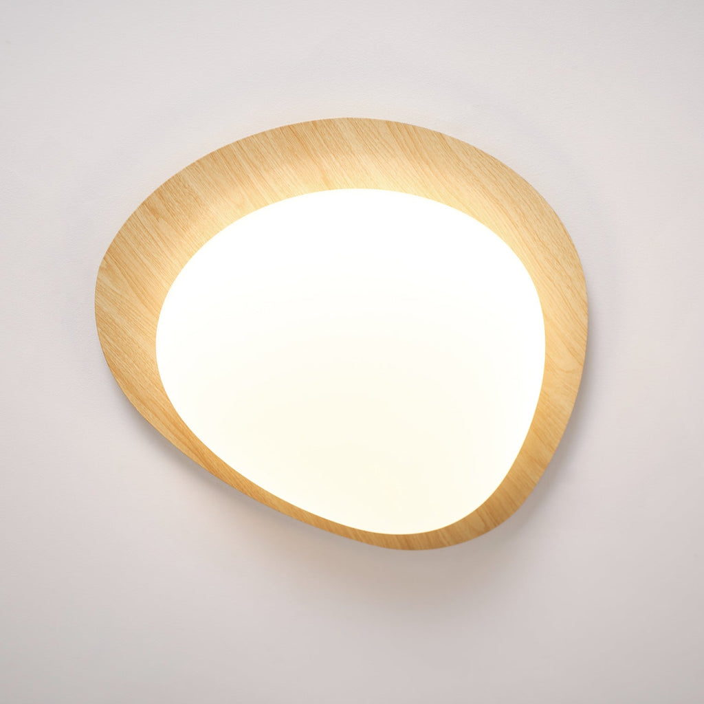 Loftlampe, Pebble valnøddetræsfiner, slank indbygget montering, integreret LED
