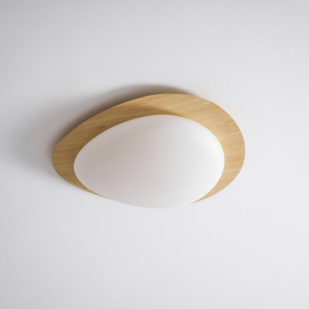 Loftlampe, Pebble valnøddetræsfiner, slank indbygget montering, integreret LED
