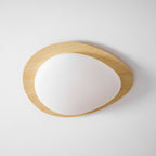 Loftlampe, Pebble valnøddetræsfiner, slank indbygget montering, integreret LED