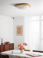 Loftlampe, Pebble valnøddetræsfiner, slank indbygget montering, integreret LED