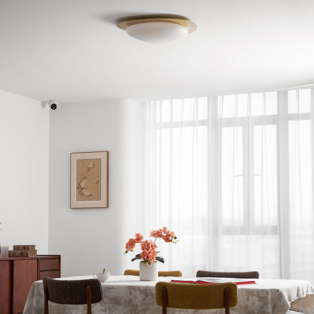 Loftlampe, Pebble valnøddetræsfiner, slank indbygget montering, integreret LED