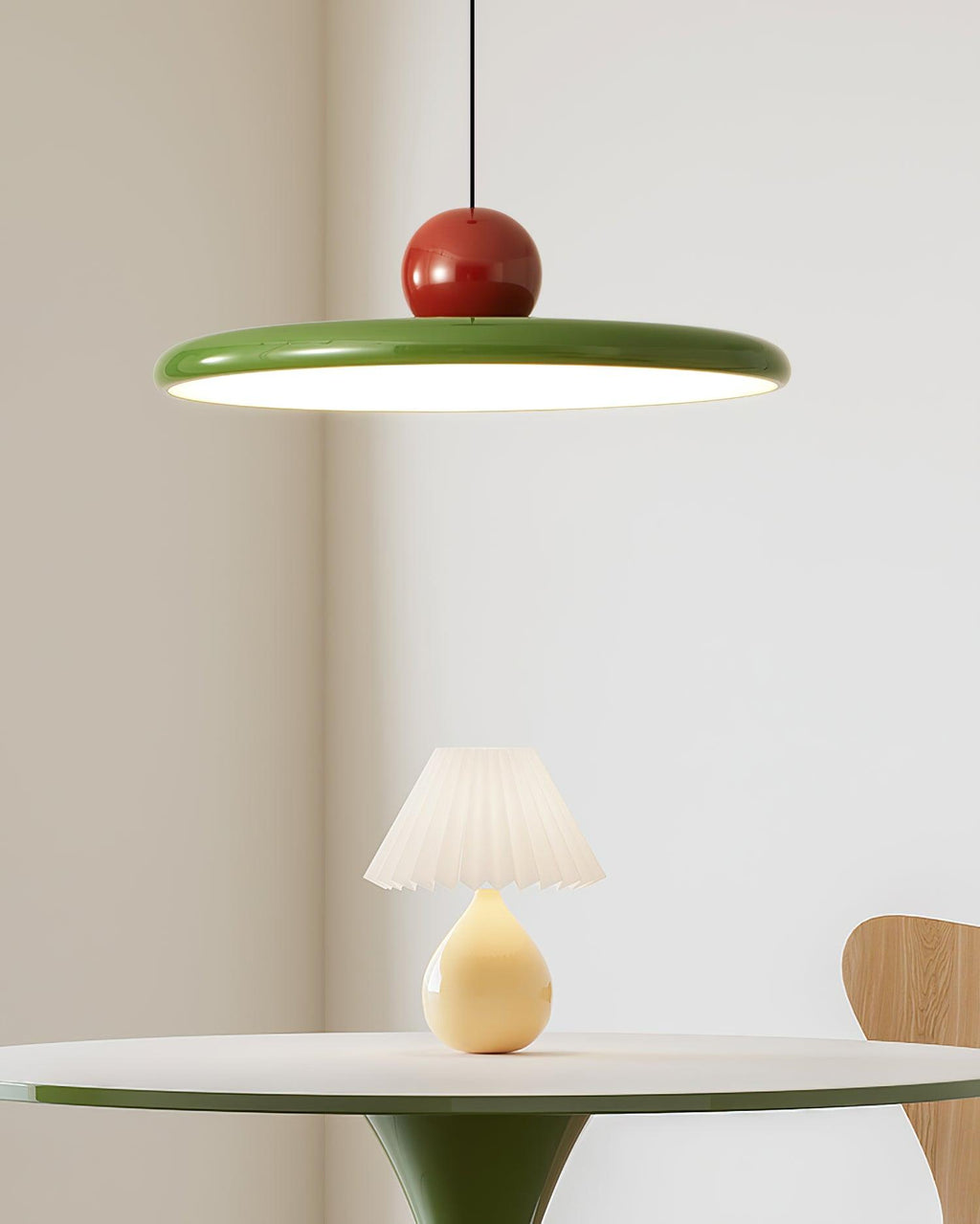 Round disc pendant light detail of the slim disc edge