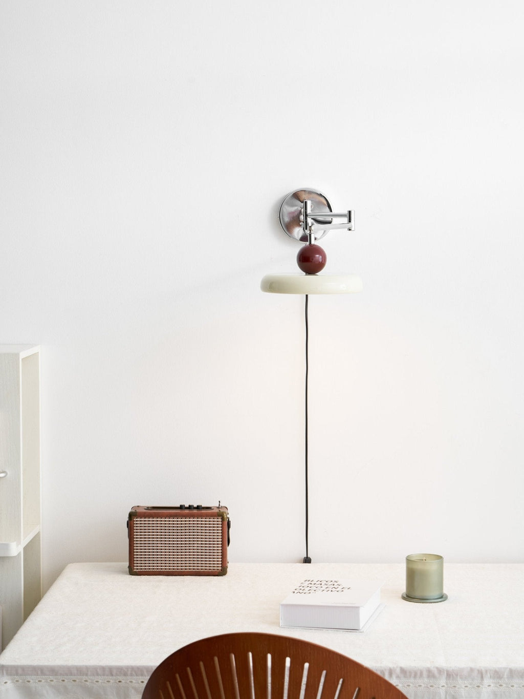 Lola Wall Lamp, Round Disc, Plug-In, Integrated LED, Chrome or Green