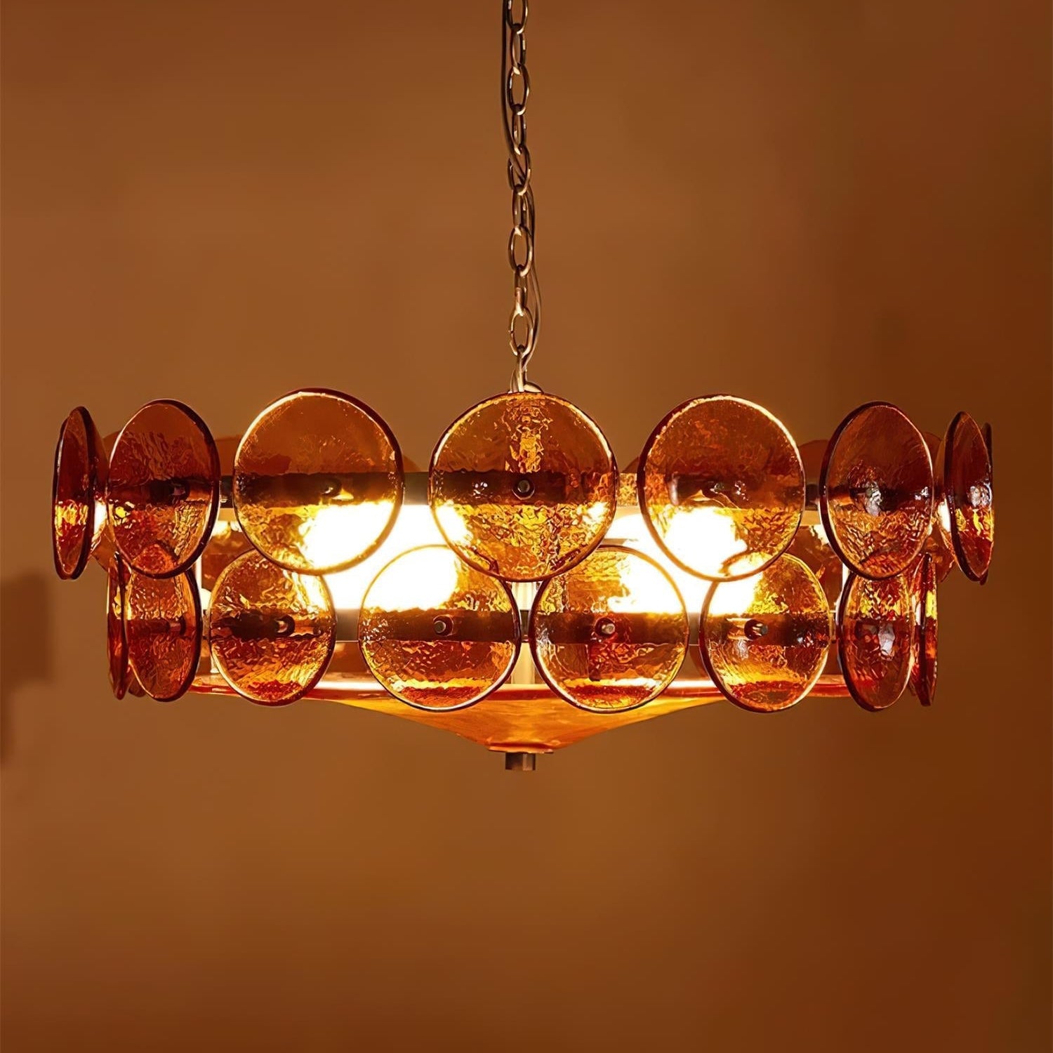 Ventilo Amber Chandelier, Murano-Style Glass Globes, 8 to 12 Lights