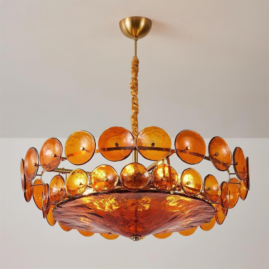 Ventilo Amber Chandelier, Murano-Style Glass Globes, 8 to 12 Lights