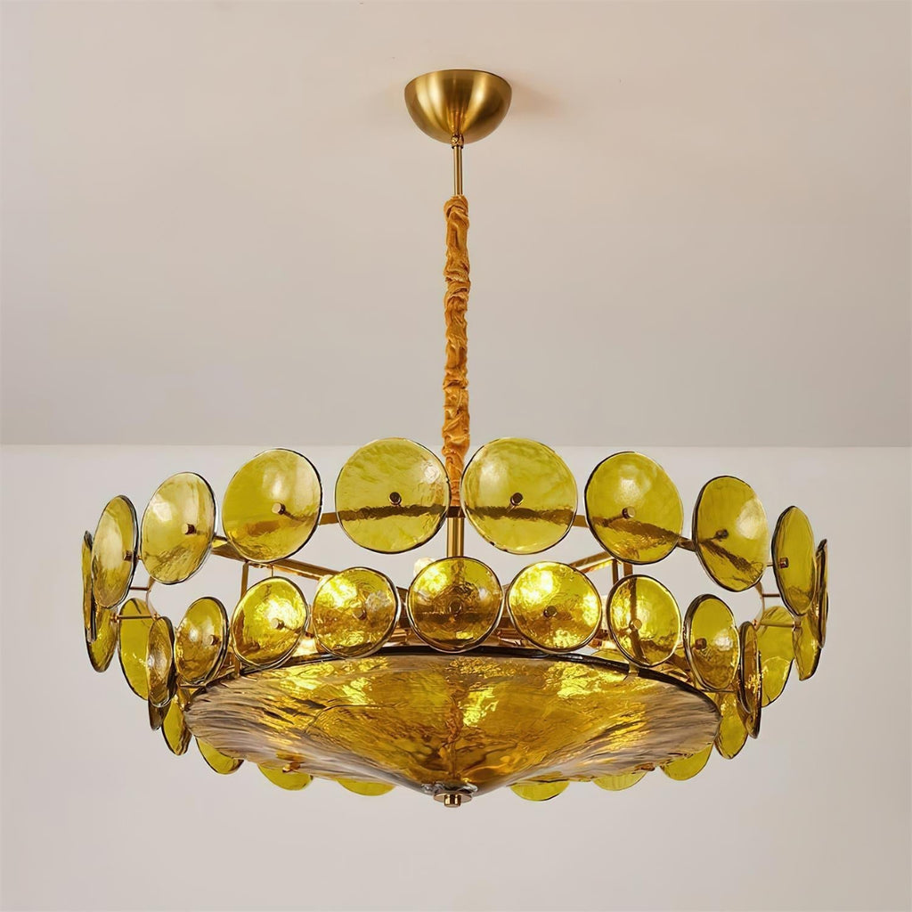 Ventilo Amber Chandelier, Murano-Style Glass Globes, 8 to 12 Lights