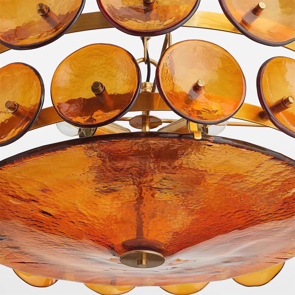 Ventilo Amber Chandelier, Murano-Style Glass Globes, 8 to 12 Lights