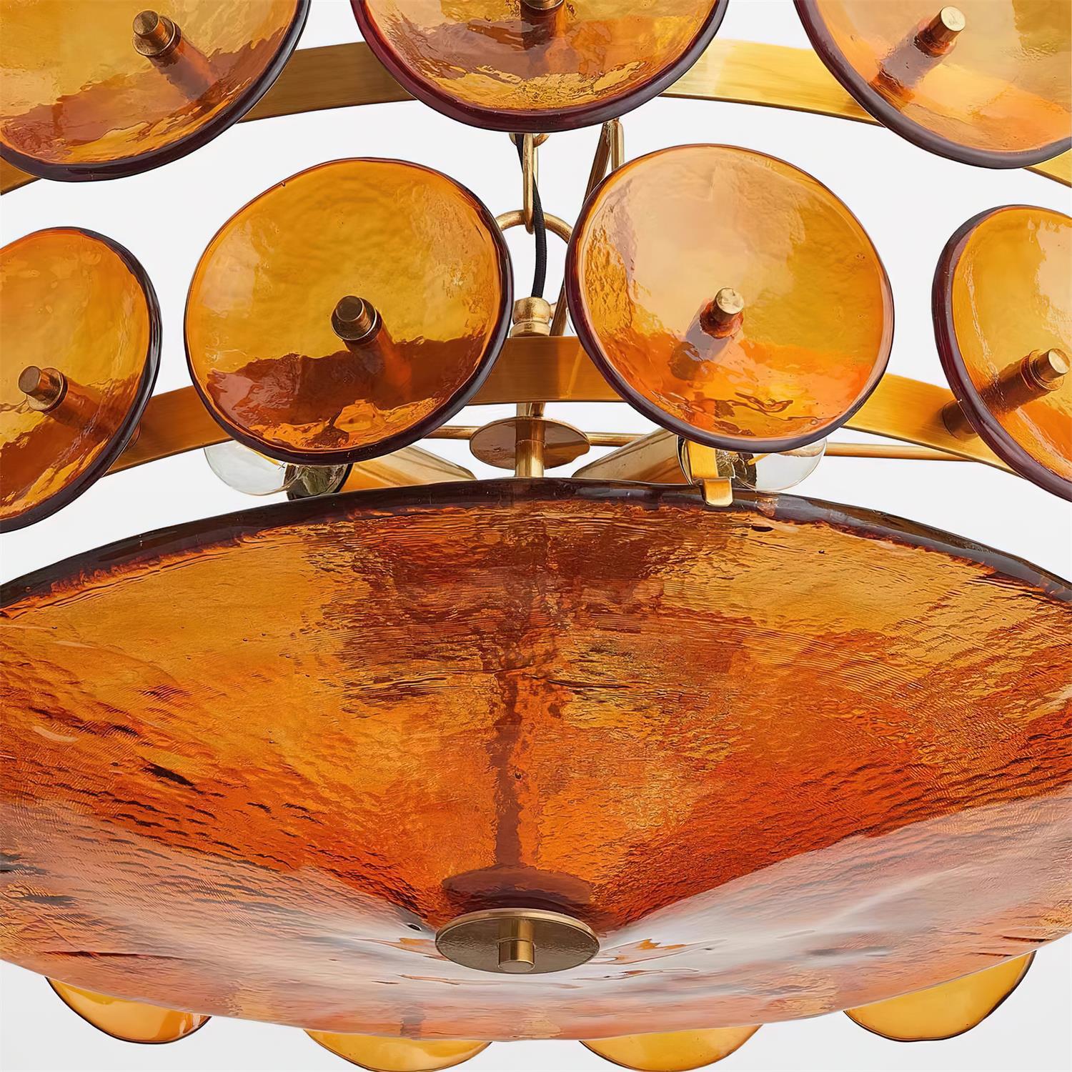 Ventilo Amber Chandelier, Murano-Style Glass Globes, 8 to 12 Lights
