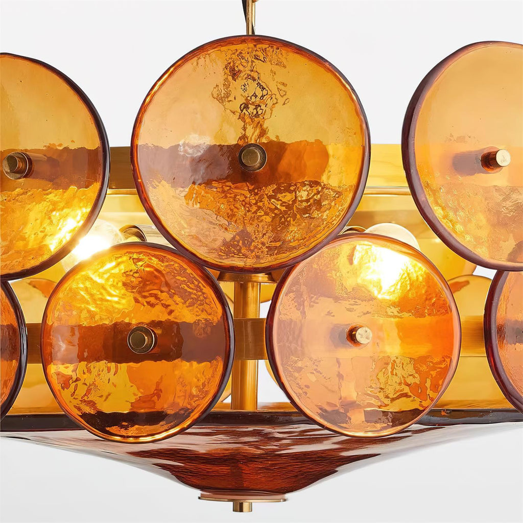Ventilo Amber Chandelier, Murano-Style Glass Globes, 8 to 12 Lights