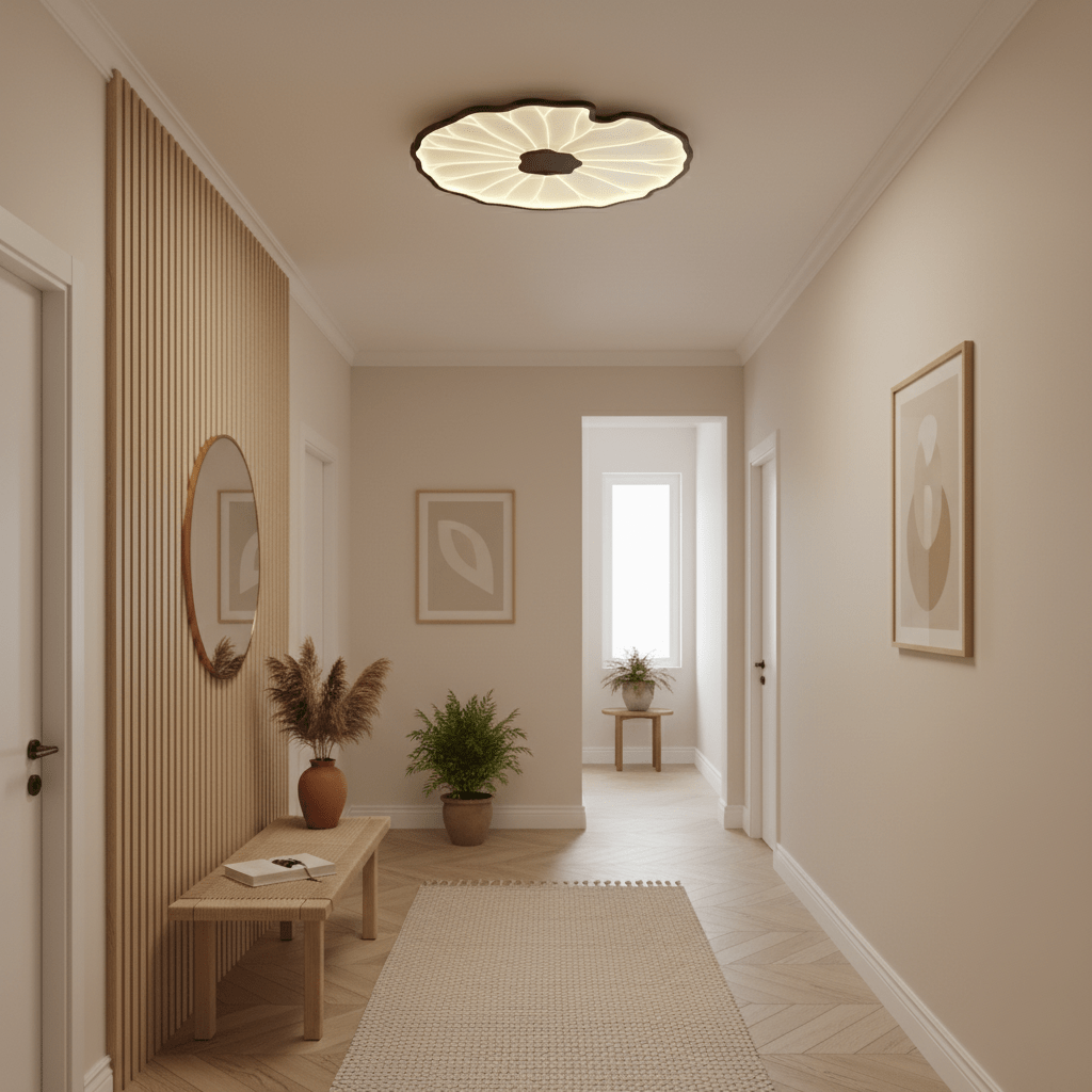 Lotus leaf ceiling light leaf silhouette with soft lighting