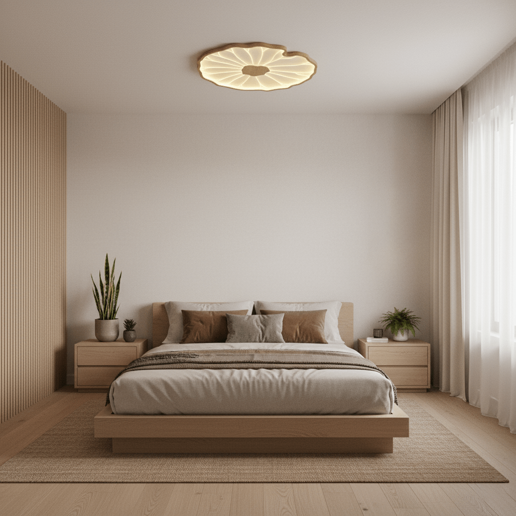 Lotus leaf ceiling light curved leaf edge with warm glow